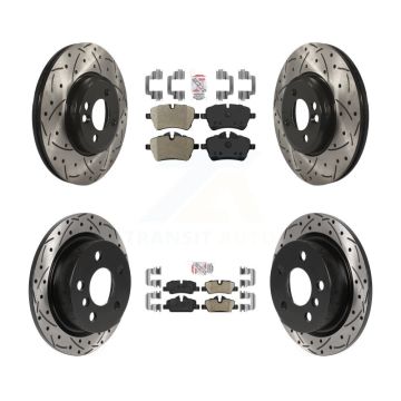 Front Semi-Metallic Rear Ceramic Pad Drill Slot Brake Rotor Kit For Mini Cooper 2.0L/1.5L KDA-102496