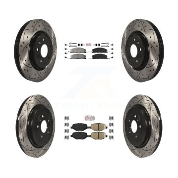 Front Semi-Metallic Rear Ceramic Pad Drilled Slot Brake Rotor Kit For Ford Explorer Sport KDA-102500