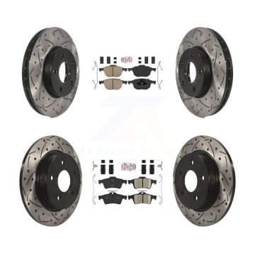 Front Rear Ceramic Pads And Coated Drilled Slotted Disc Brake Rotors Kit For Ford Focus KDA-102502