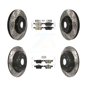 Front Ceramic Rear Semi-Metallic Pad Drilled Slot Brake Rotor Kit For Ford Escape Lincoln KDA-102505