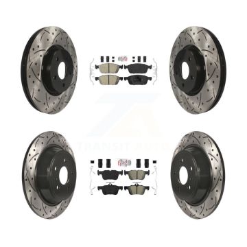 Front Ceramic Rear Semi-Metallic Pad Drilled Slot Brake Rotor Kit For Ford Escape Lincoln KDA-102506