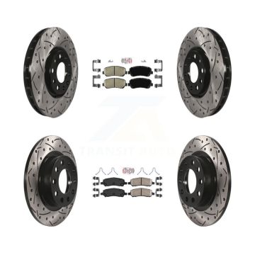 Front Rear Ceramic Pad Coated Drilled Slot Disc Brake Rotors Kit For 2013-2016 Dodge Dart KDA-102507