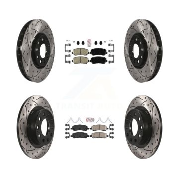 Front Rear Ceramic Pad Coated Drilled Slot Disc Brake Rotors Kit For 2013-2016 Dodge Dart KDA-102508