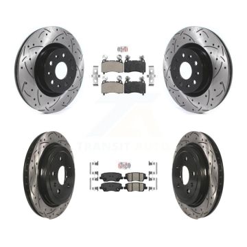 Front Semi-Metallic Rear Ceramic Pad & Drilled Slot Disc Brake Rotor Kit For Cadillac CTS KDA-102511