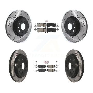 Front Semi-Metallic Rear Ceramic Pad & Drilled Slot Disc Brake Rotor Kit For Cadillac CTS KDA-102512