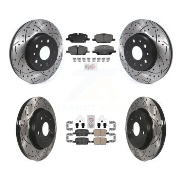 Front Rear Ceramic Pad & Coated Drilled Slotted Disc Brake Rotor Kit For Chevrolet Camaro KDA-102517