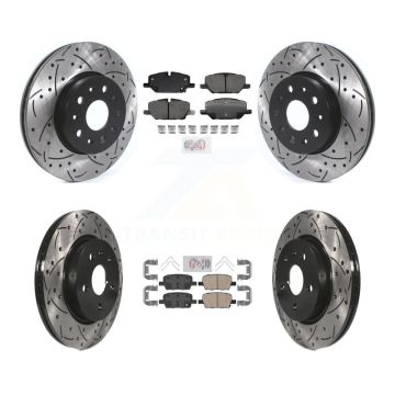 Front Rear Ceramic Pad & Coated Drilled Slotted Disc Brake Rotor Kit For Chevrolet Camaro KDA-102518