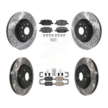 Front Rear Ceramic Pad Drill Slot Brake Rotors Kit For 2022 Chevrolet Camaro LT with 2.0L KDA-102519