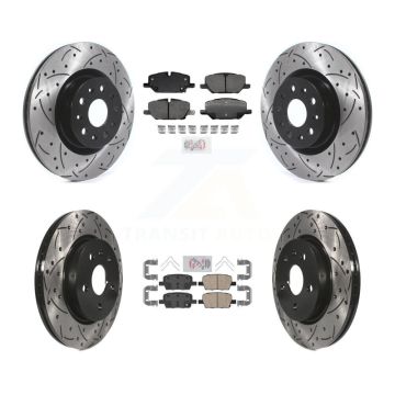 Front Rear Ceramic Pad Drill Slot Brake Rotors Kit For 2022 Chevrolet Camaro LT with 2.0L KDA-102520
