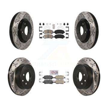 Front Rear Ceramic Pad & Coated Drilled Slot Disc Brake Rotor Kit For Nissan Rogue Select KDA-102521