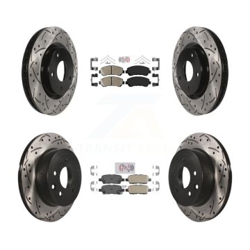 Front Rear Ceramic Pad & Coated Drilled Slot Disc Brake Rotor Kit For Nissan Rogue Select KDA-102523