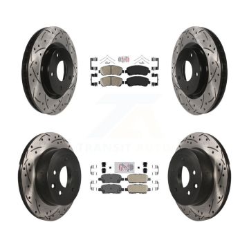 Front Rear Ceramic Pad & Coated Drilled Slot Disc Brake Rotor Kit For Nissan Rogue Select KDA-102524