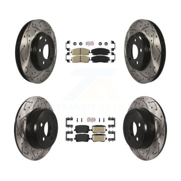 Front Rear Ceramic Pad Drill Slot Brake Rotor Kit For Dodge Charger Pursuit with RWD 3.6L KDA-102531