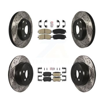 Front Rear Ceramic Pad Drill Slot Brake Rotor Kit For Dodge Charger Pursuit with RWD 3.6L KDA-102532