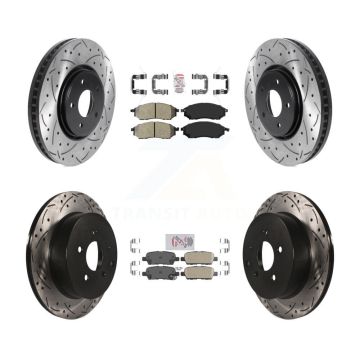 Front Semi-Metallic Rear Ceramic Pad Drilled Slot Brake Rotors Kit For INFINITI FX35 FX37 KDA-102541