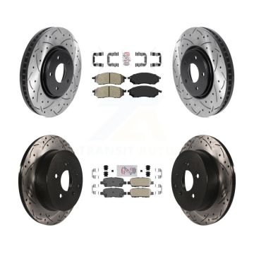 Front Semi-Metallic Rear Ceramic Pad Drilled Slot Brake Rotors Kit For INFINITI FX35 FX37 KDA-102542
