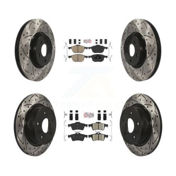 Front Rear Ceramic Pad Coated Drilled Slot Disc Brake Rotors Kit For Ford Transit Connect KDA-102543