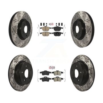 Front Rear Ceramic Pad Coated Drilled Slot Disc Brake Rotors Kit For Ford Transit Connect KDA-102544