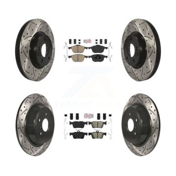 Front Ceramic Rear Semi-Metallic Pad Coat Drill Slot Disc Brake Rotor Kit For Ford Escape KDA-102547