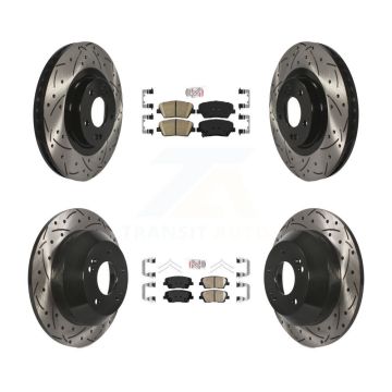 Front Rear Ceramic Pads And Coated Drilled Slotted Disc Brake Rotors Kit For Kia Sorento KDA-102548
