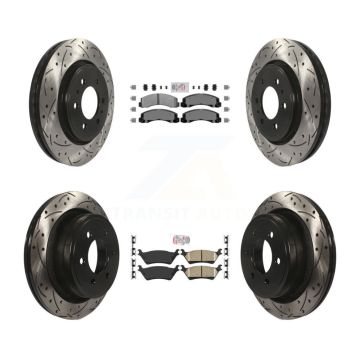 Front Semi-Metallic Rear Ceramic Pad Coat Drill Slot Disc Brake Rotors Kit For Ford F-150 KDA-102553