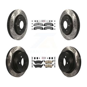 Front Semi-Metallic Rear Ceramic Pad Coat Drill Slot Disc Brake Rotors Kit For Ford F-150 KDA-102554