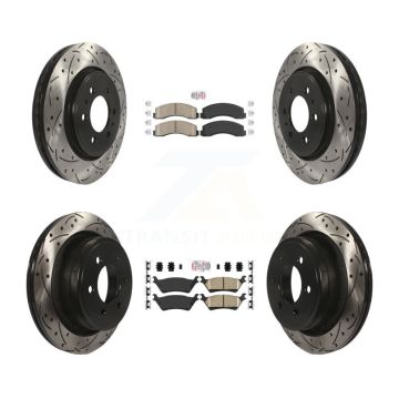 Front Rear Ceramic Pads And Coated Drilled Slotted Disc Brake Rotors Kit For Ford F-150 KDA-102557