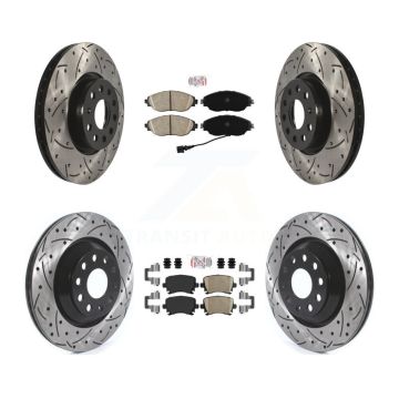 Front Rear Ceramic Pad Coated Drill Slot Disc Brake Rotor Kit For 2012 Volkswagen CC 3.6L KDA-102559