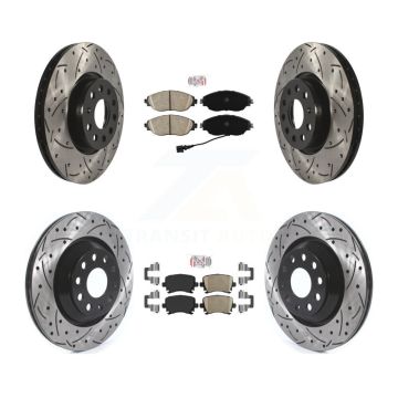 Front Rear Ceramic Pad Coated Drill Slot Disc Brake Rotor Kit For 2012 Volkswagen CC 3.6L KDA-102560
