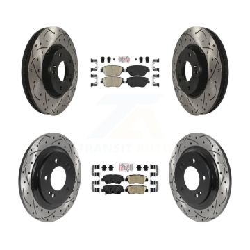 Front Rear Ceramic Pads And Coated Drilled Slotted Disc Brake Rotors Kit For Kia Optima KDA-102580