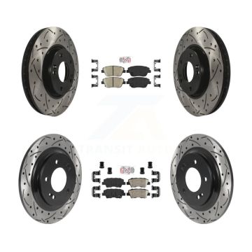 Front Rear Ceramic Pad And Coated Drilled Slotted Disc Brake Rotor Kit For Hyundai Sonata KDA-102581