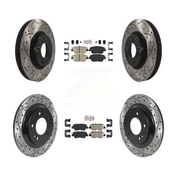 Front Rear Ceramic Pad And Coated Drilled Slotted Disc Brake Rotor Kit For Hyundai Sonata KDA-102584