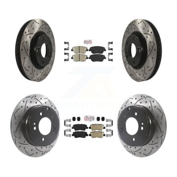 Front Rear Ceramic Pads And Coated Drilled Slotted Disc Brake Rotors Kit For Kia Optima KDA-102592