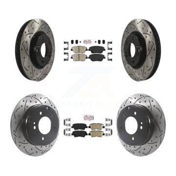 Front Rear Ceramic Pads And Coated Drilled Slotted Disc Brake Rotors Kit For Kia Optima KDA-102593