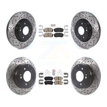Front Rear Ceramic Pads And Coated Drilled Slotted Disc Brake Rotors Kit For Kia Optima KDA-102595