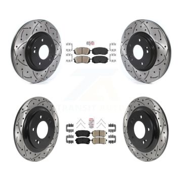 Front Rear Ceramic Pad Drill Slot Disc Brake Rotors Kit For 2016 Kia Optima LX/EX/LX 1.6T KDA-102596