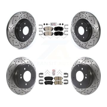 Front Rear Ceramic Pads And Coated Drilled Slotted Disc Brake Rotors Kit For Kia Optima KDA-102597