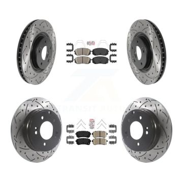 Front Rear Ceramic Pads And Coated Drilled Slotted Disc Brake Rotors Kit For Kia Optima KDA-102599