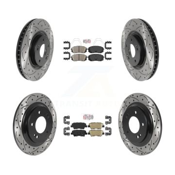 Front Rear Ceramic Pads And Coated Drilled Slotted Disc Brake Rotors Kit For Kia Optima KDA-102600