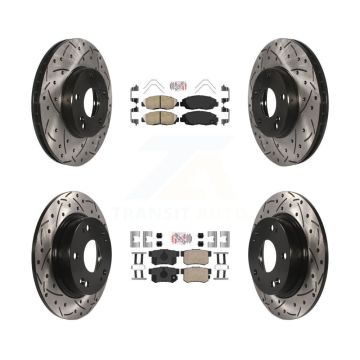 Front Rear Ceramic Pad Drill Slot Disc Brake Rotors Kit For 2014-2015 Honda Civic Touring KDA-102601