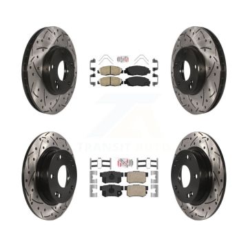 Front Rear Ceramic Pad Drill Slot Disc Brake Rotors Kit For 2014-2015 Honda Civic Touring KDA-102602