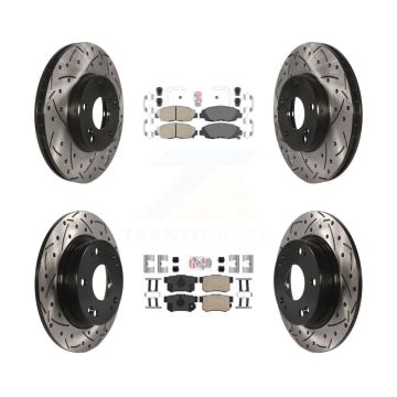 Front Rear Ceramic Pad Drill Slot Disc Brake Rotors Kit For 2014-2015 Honda Civic Touring KDA-102603