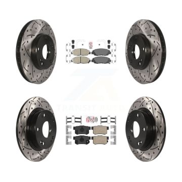 Front Rear Ceramic Pad Drill Slot Disc Brake Rotors Kit For 2014-2015 Honda Civic Touring KDA-102604