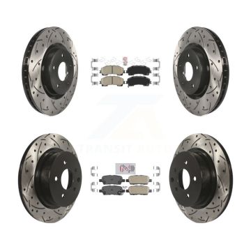 Front Rear Ceramic Pad Coated Drill Slot Disc Brake Rotor Kit For 2016-2017 INFINITI QX50 KDA-102607
