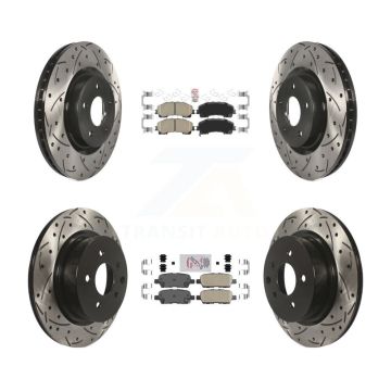 Front Rear Ceramic Pad Coated Drill Slot Disc Brake Rotor Kit For 2016-2017 INFINITI QX50 KDA-102608