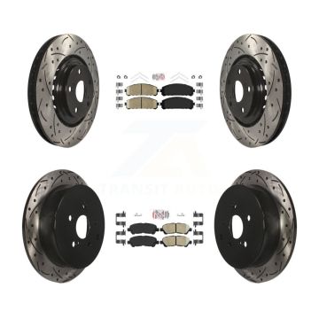 Front Rear Ceramic Pad Coated Drilled Slotted Disc Brake Rotors Kit For Toyota Highlander KDA-102610