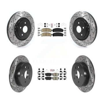 Front Rear Ceramic Pad Coated Drilled Slot Disc Brake Rotor Kit For 2022 Toyota Camry TRD KDA-102611