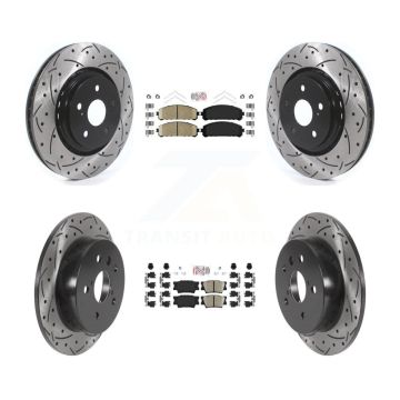 Front Rear Ceramic Pad Coated Drilled Slot Disc Brake Rotor Kit For 2022 Toyota Camry TRD KDA-102613
