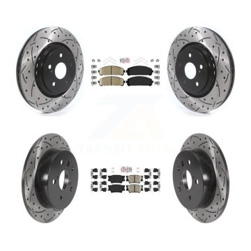 Front Rear Ceramic Pad Coated Drilled Slot Disc Brake Rotor Kit For 2022 Toyota Camry TRD KDA-102614
