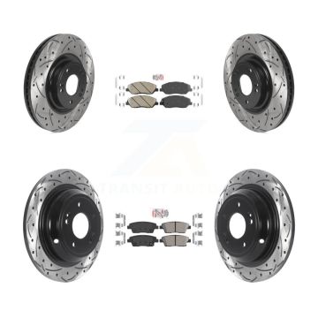 Front Rear Ceramic Pad Coat Drill Slot Disc Brake Rotor Kit For 2012 Hyundai Genesis 3.8L KDA-102618